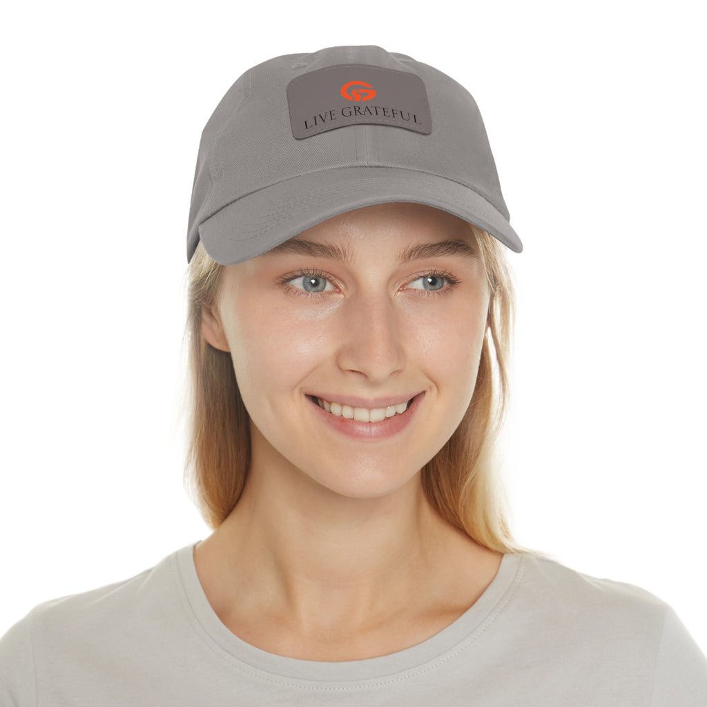 Live Grateful Leather Patch Hat — Casual Unisex Cotton Baseball Cap