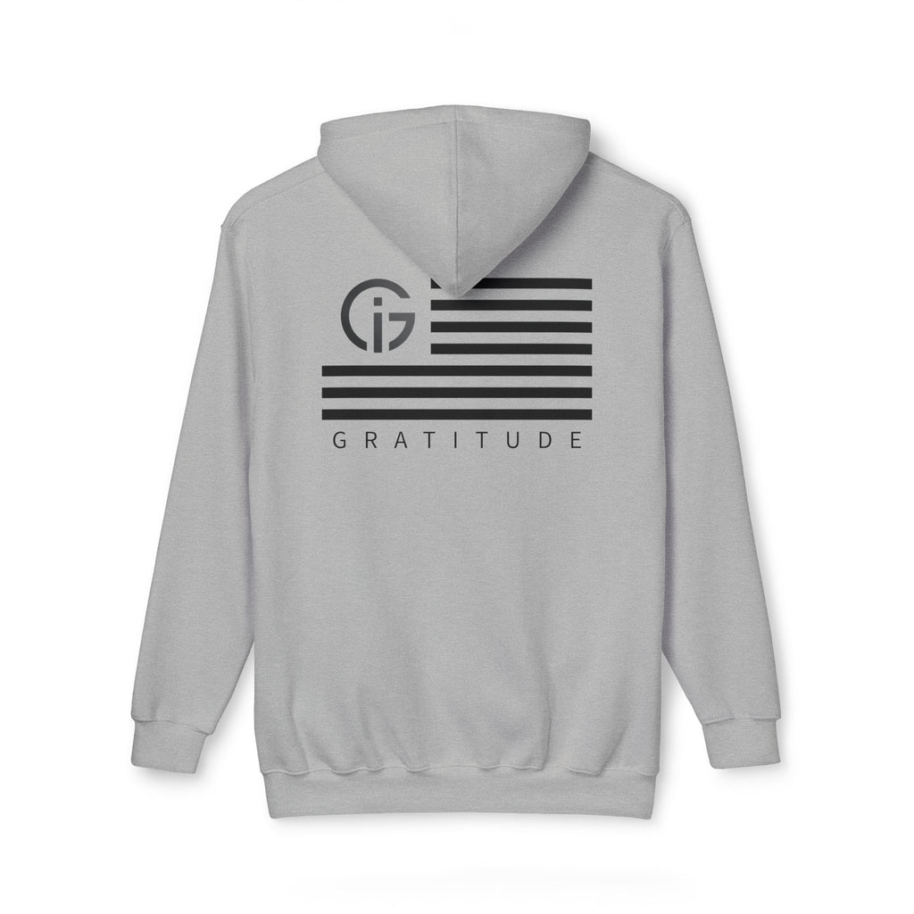 250 Years of Gratitude Flag Hoodie — Minimalist White Hooded Sweatshirt