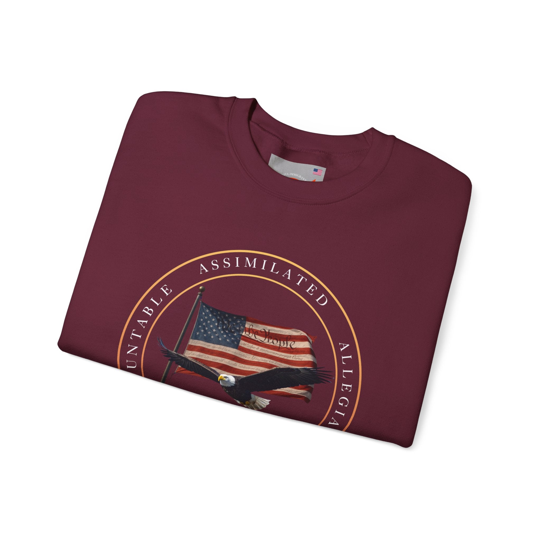 250 Grateful Seal Crewneck Sweatshirt — Retro American Flag '1776–2026' Circle Emblem with 'Live Grateful' Back