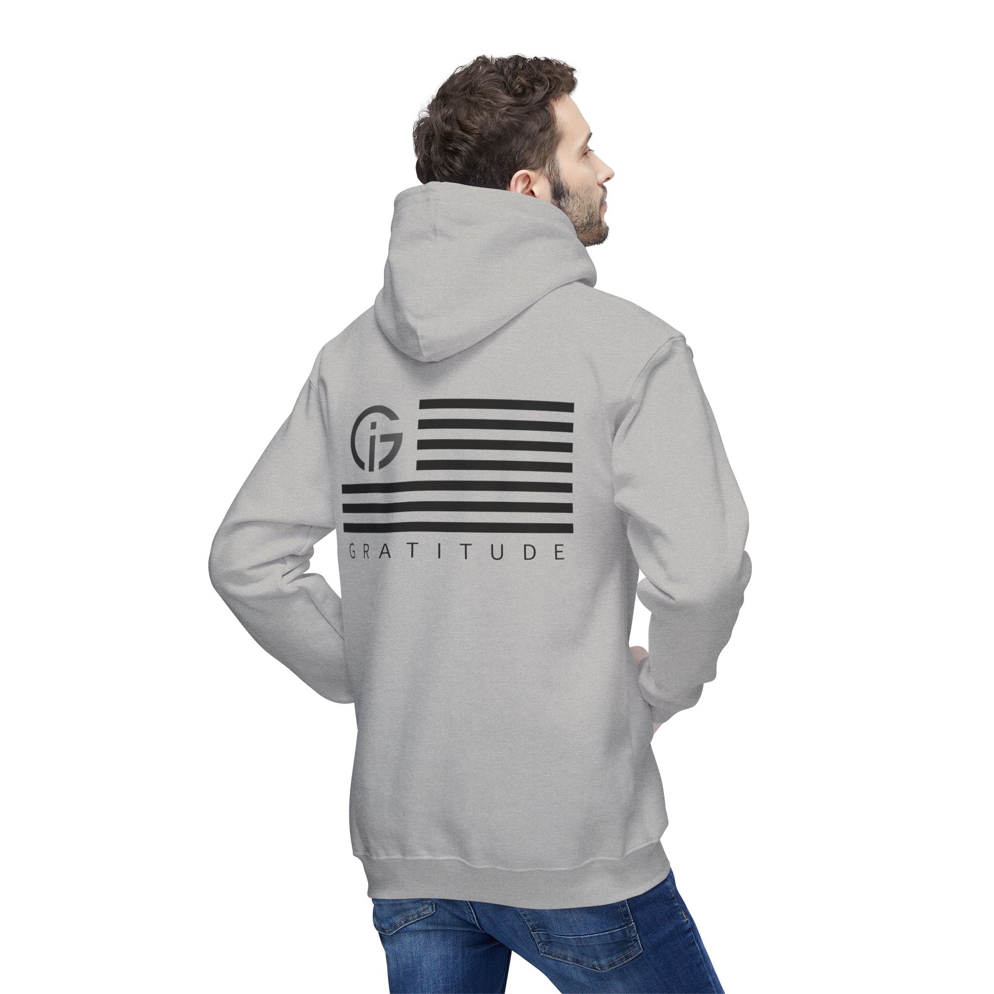 250 Years of Gratitude Flag Hoodie — Minimalist White Hooded Sweatshirt