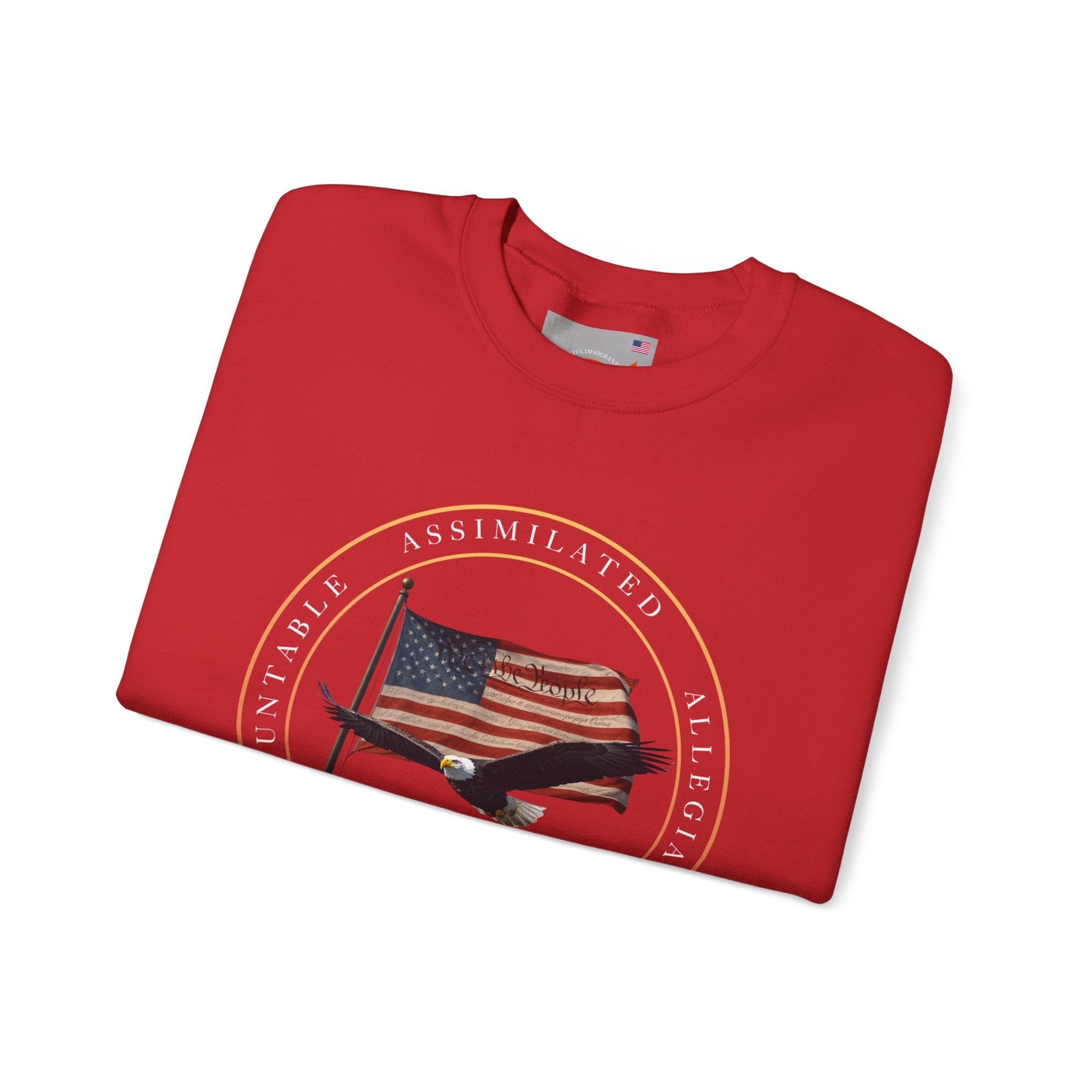250 Grateful Seal Crewneck Sweatshirt — Retro American Flag '1776–2026' Circle Emblem with 'Live Grateful' Back