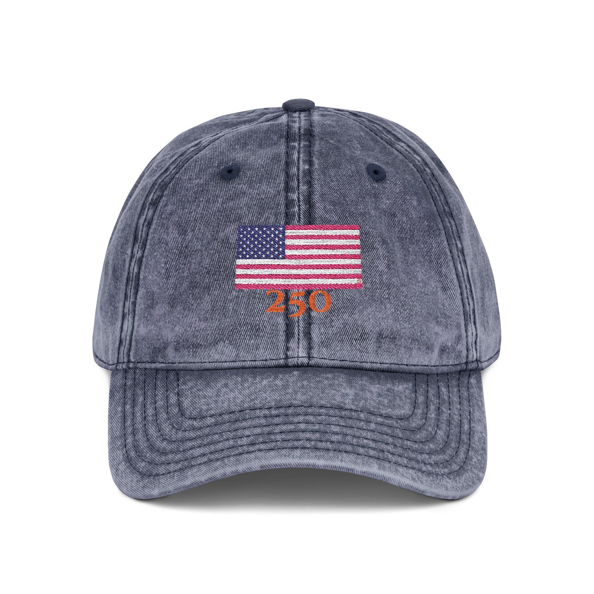 250 Vintage Embroidered Baseball Cap — American Flag "4:30" Design