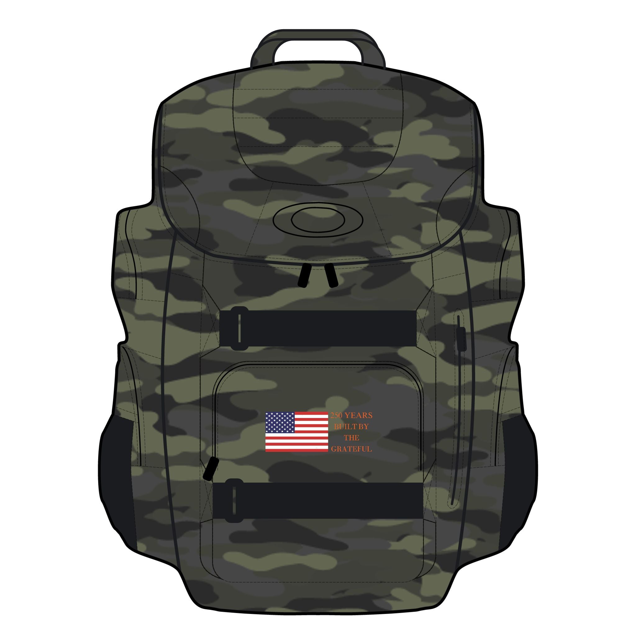 250 Grateful Tactical Backpack — American Flag Patch, Durable Everyday & Travel Pack