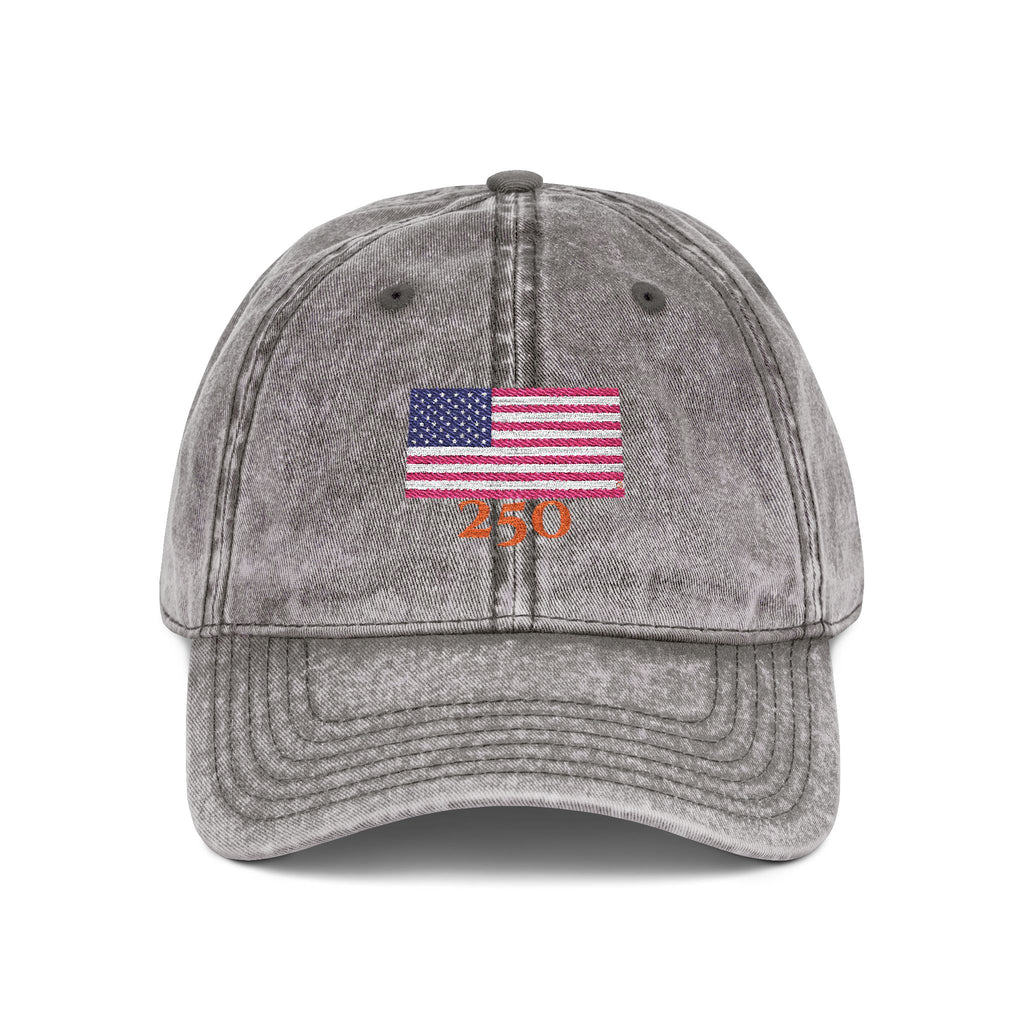 250 Vintage Embroidered Baseball Cap — American Flag "4:30" Design