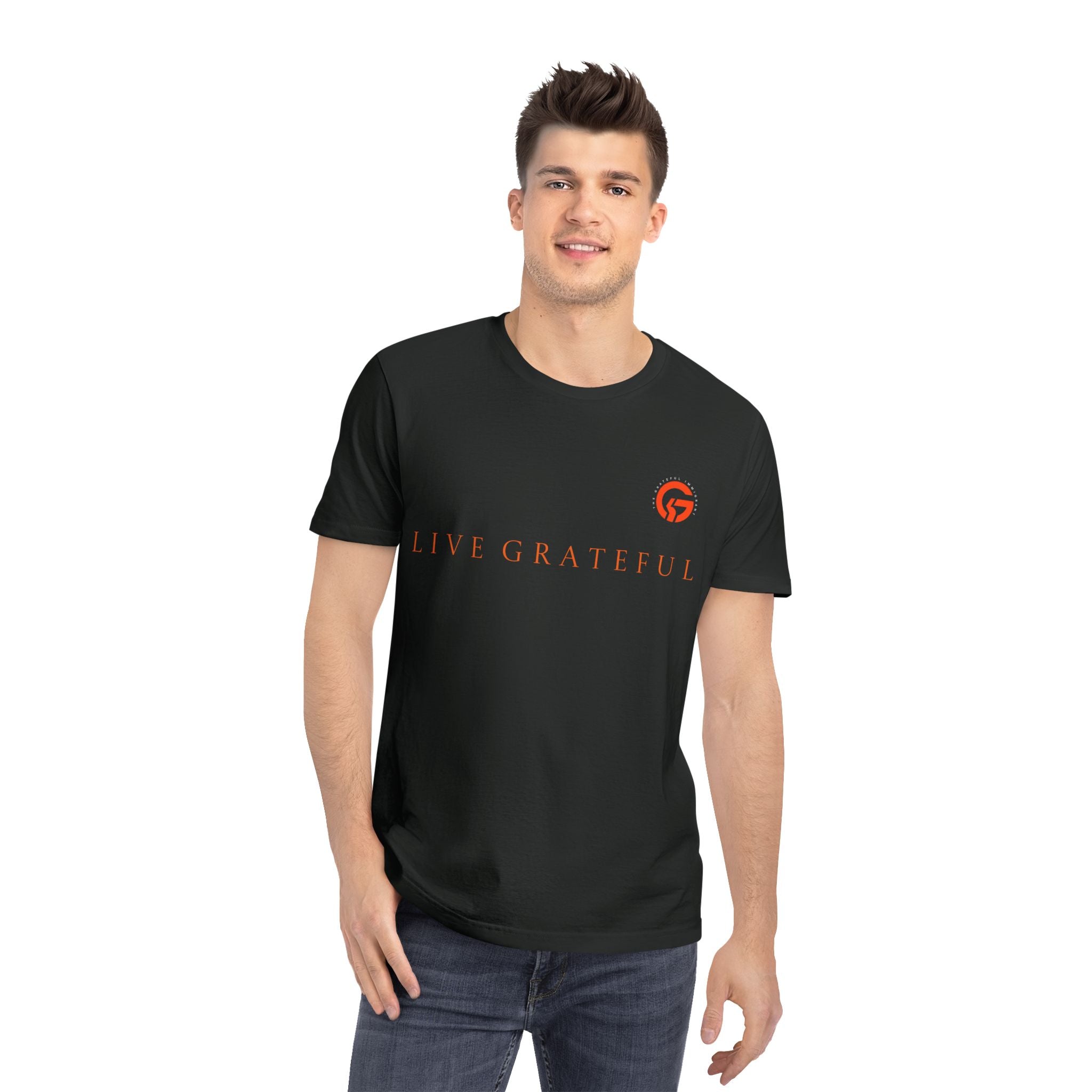 Live Grateful Black T-Shirt — "Gratitude is Rebellion" Minimal Positive Message Tee