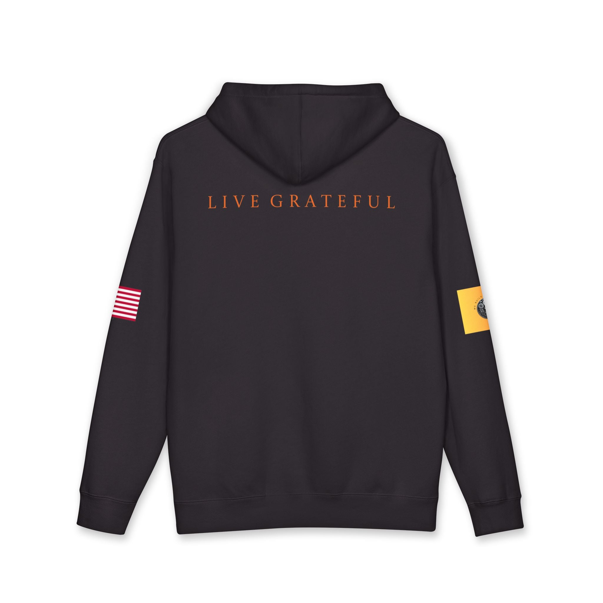 Engineering Gold Patch Hoodie — US Flag Sleeve Pullover