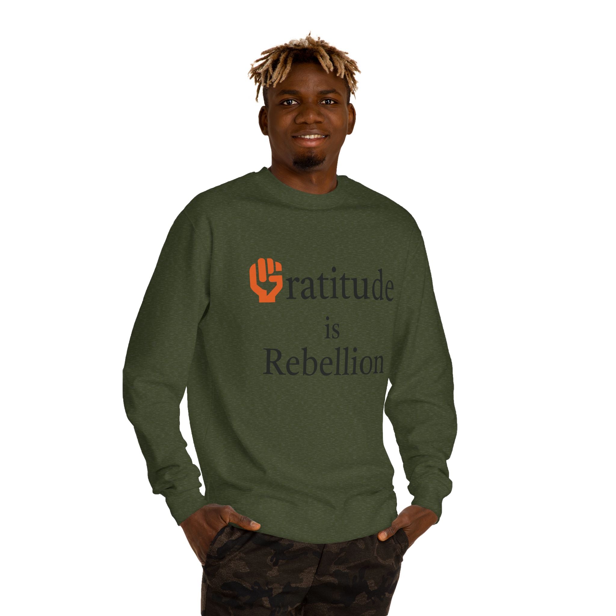 Fist Gratitude Is Rebellion Sweatshirt — "Live Grateful" Crewneck