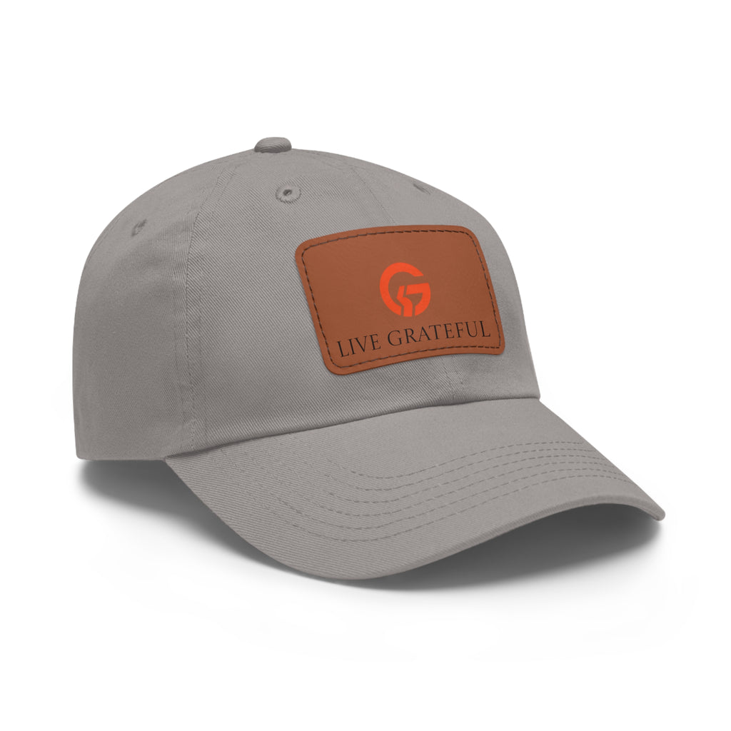 Live Grateful Leather Patch Hat — Casual Unisex Cotton Baseball Cap