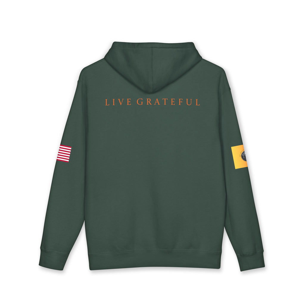 Engineering Gold Patch Hoodie — US Flag Sleeve Pullover