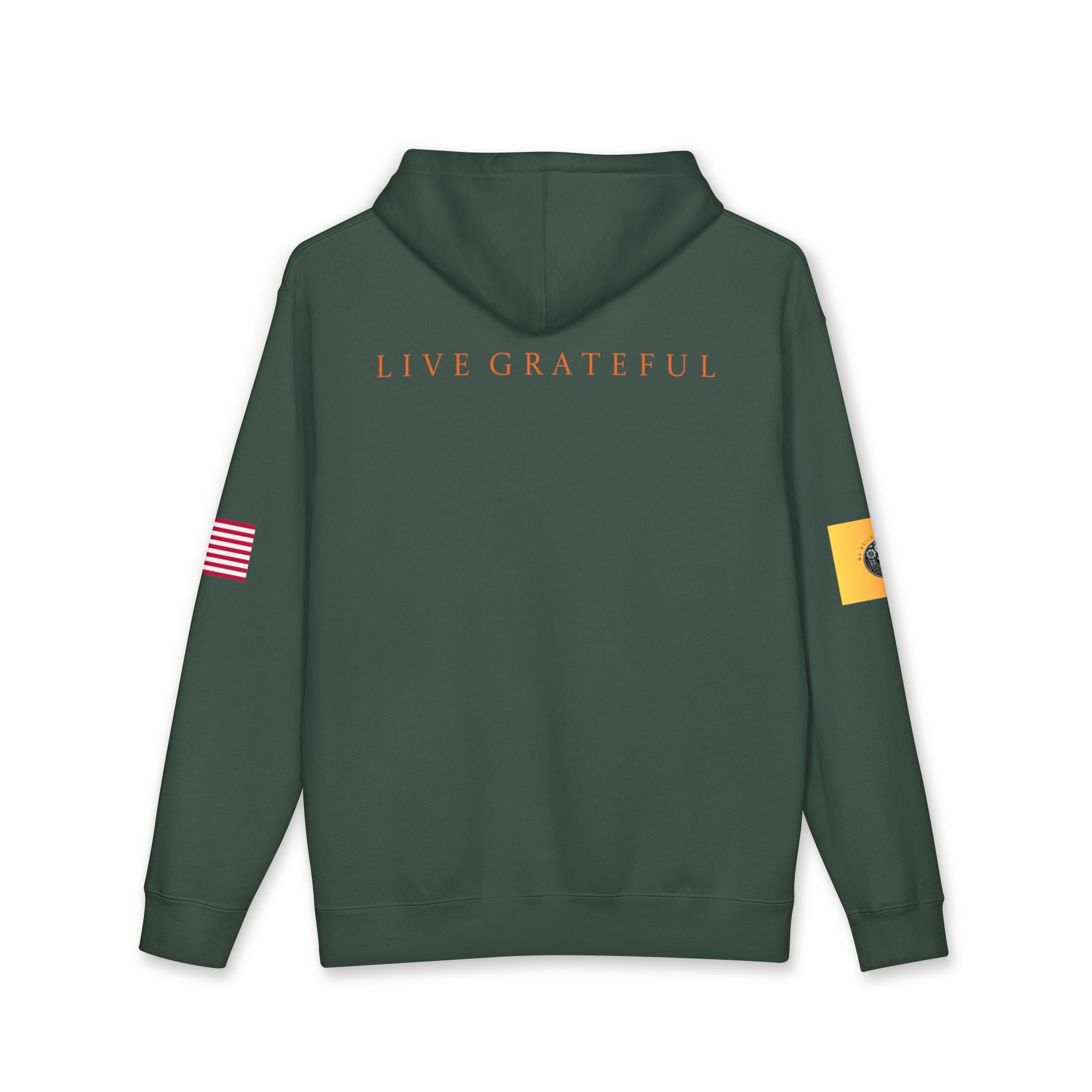 Engineering Gold Patch Hoodie — US Flag Sleeve Pullover