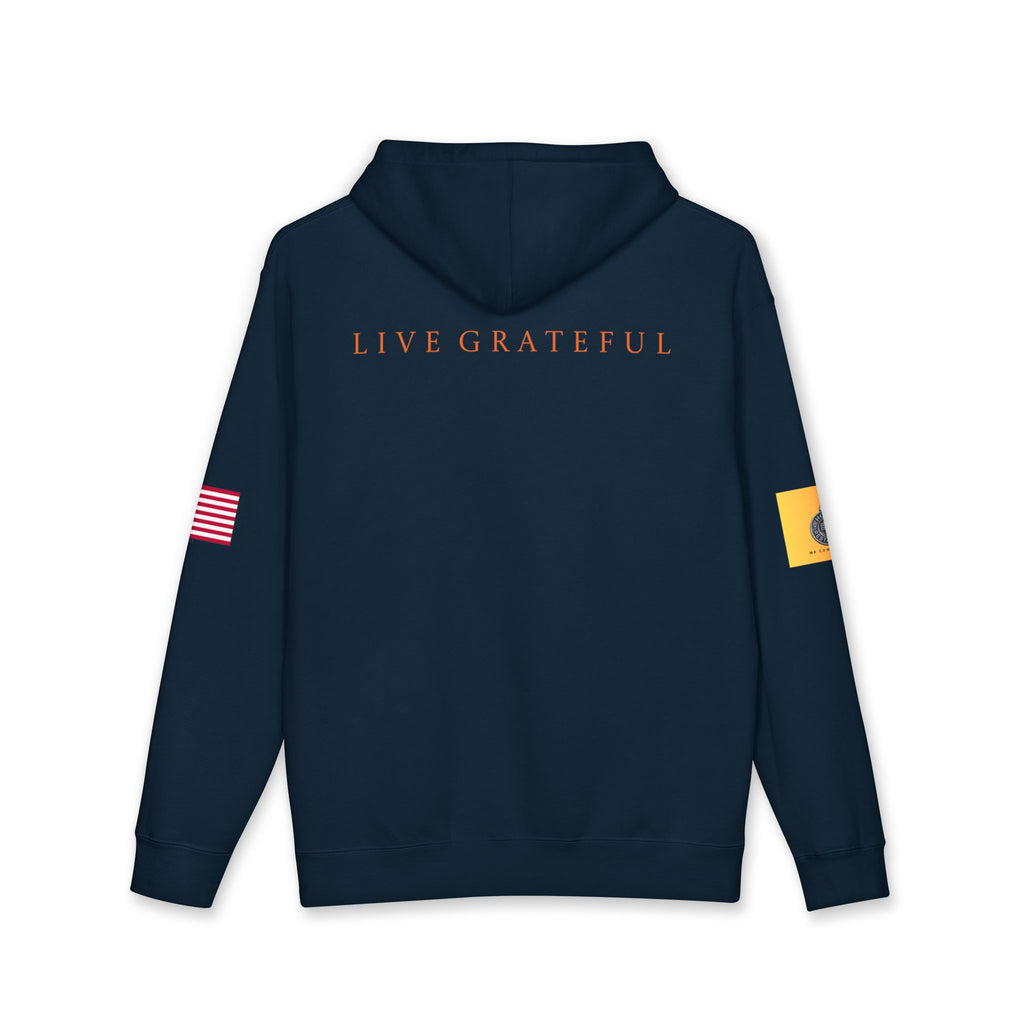 Hotel and Restaurant Gold Patch Hoodie — US Flag Sleeve Pullover