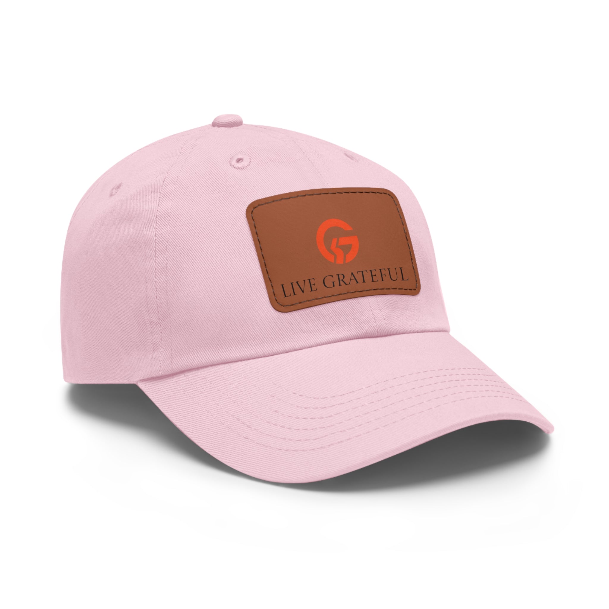 Live Grateful Leather Patch Hat — Casual Unisex Cotton Baseball Cap