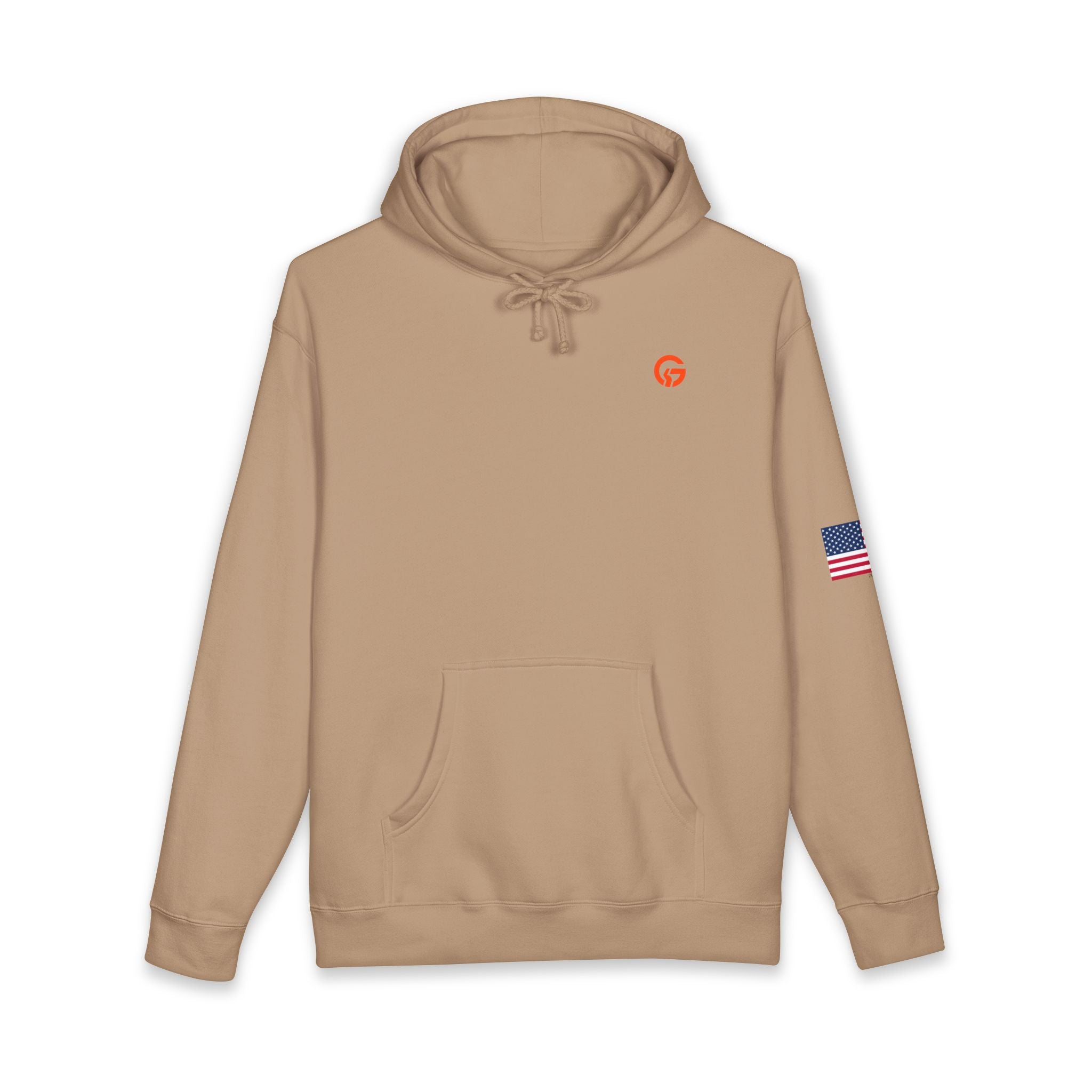 Grateful Life Hoodie — "Live Grateful" Lightweight Pullover with American Flag Sleeve