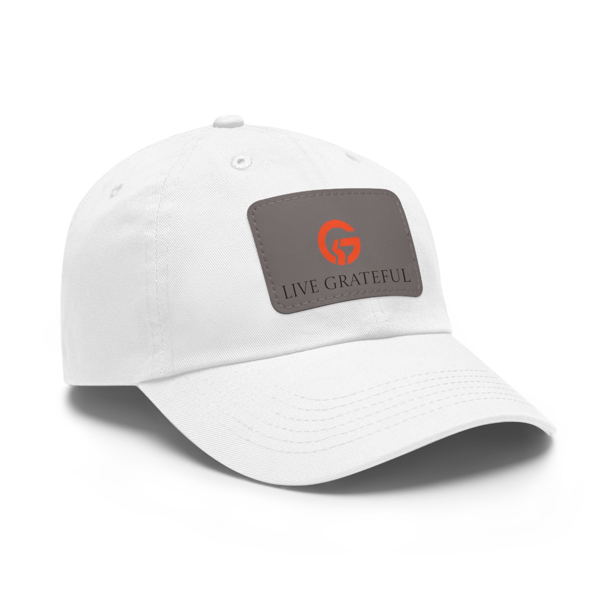 Live Grateful Leather Patch Hat — Casual Unisex Cotton Baseball Cap