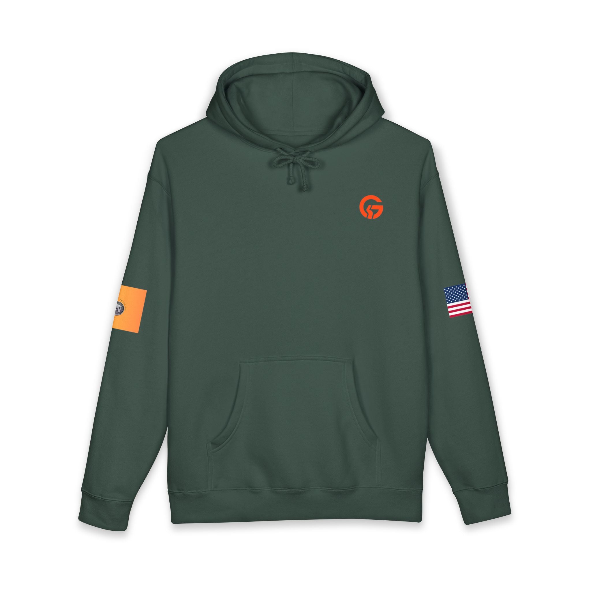 Education Gold Patch Hoodie — US Flag Sleeve Pullover