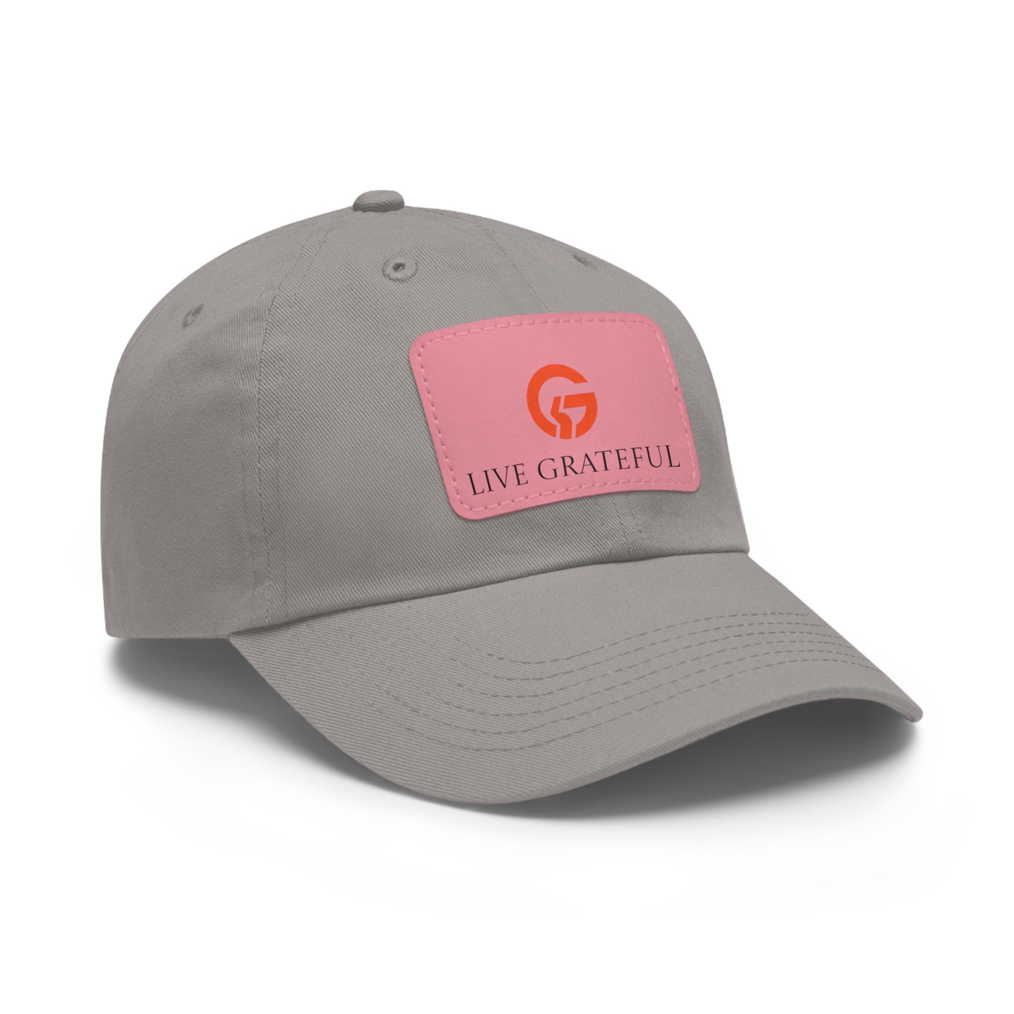 Live Grateful Leather Patch Hat — Casual Unisex Cotton Baseball Cap
